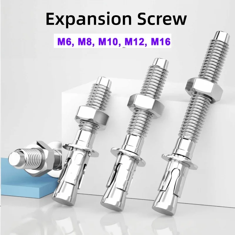 1Pc 304 Stainless Steel Wedge Anchor Through Bolt M6-M16 Internal Expansion Gecko Screw for Concrete and Auto Repair Fixing
