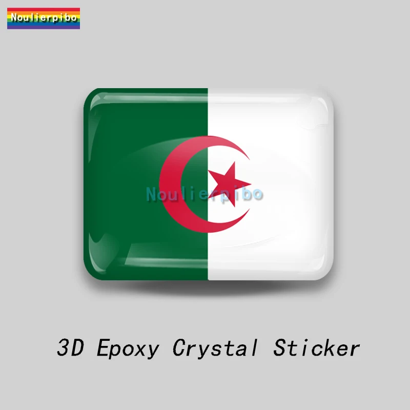 3D Epoxy Resin Car Dome Flexible Sticker Algeria Shield City Travel Algeria PVC Car Motorcycle Trolley Case Laptop Vinyl Decal