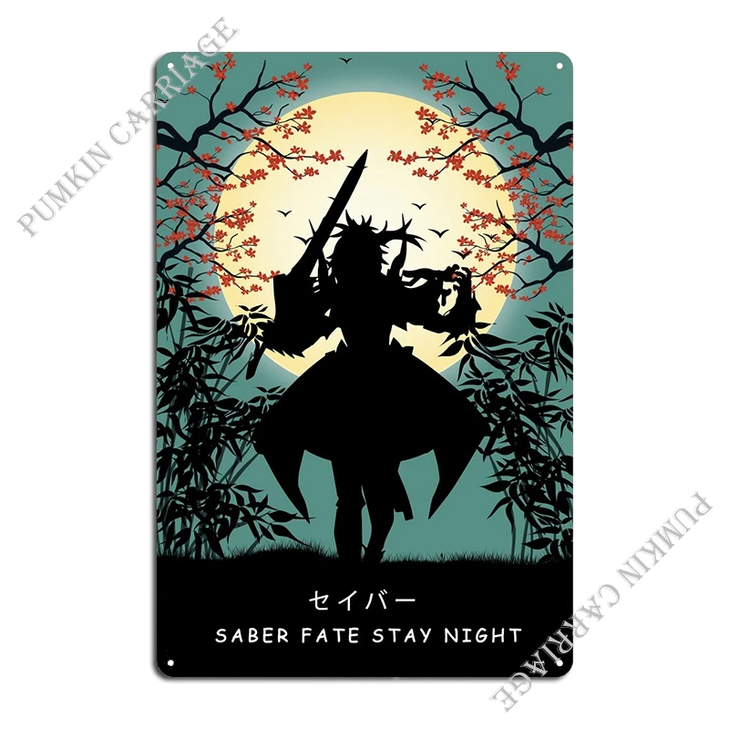 Saber Fate Stay Night Metal Sign Bar Garage Designing Wall Mural Tin Sign Poster