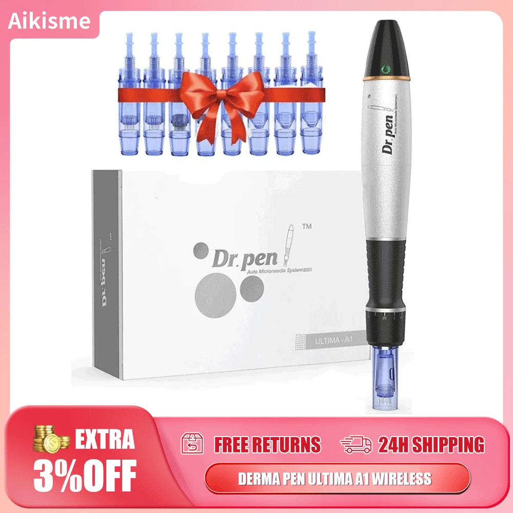 Dr Pen Ultima A1 Caneta de microagulhamento com ou sem fio com 8 cartuchos Derma Pen Kit automático Micro agulhas Mesoterapia Dispositivo de