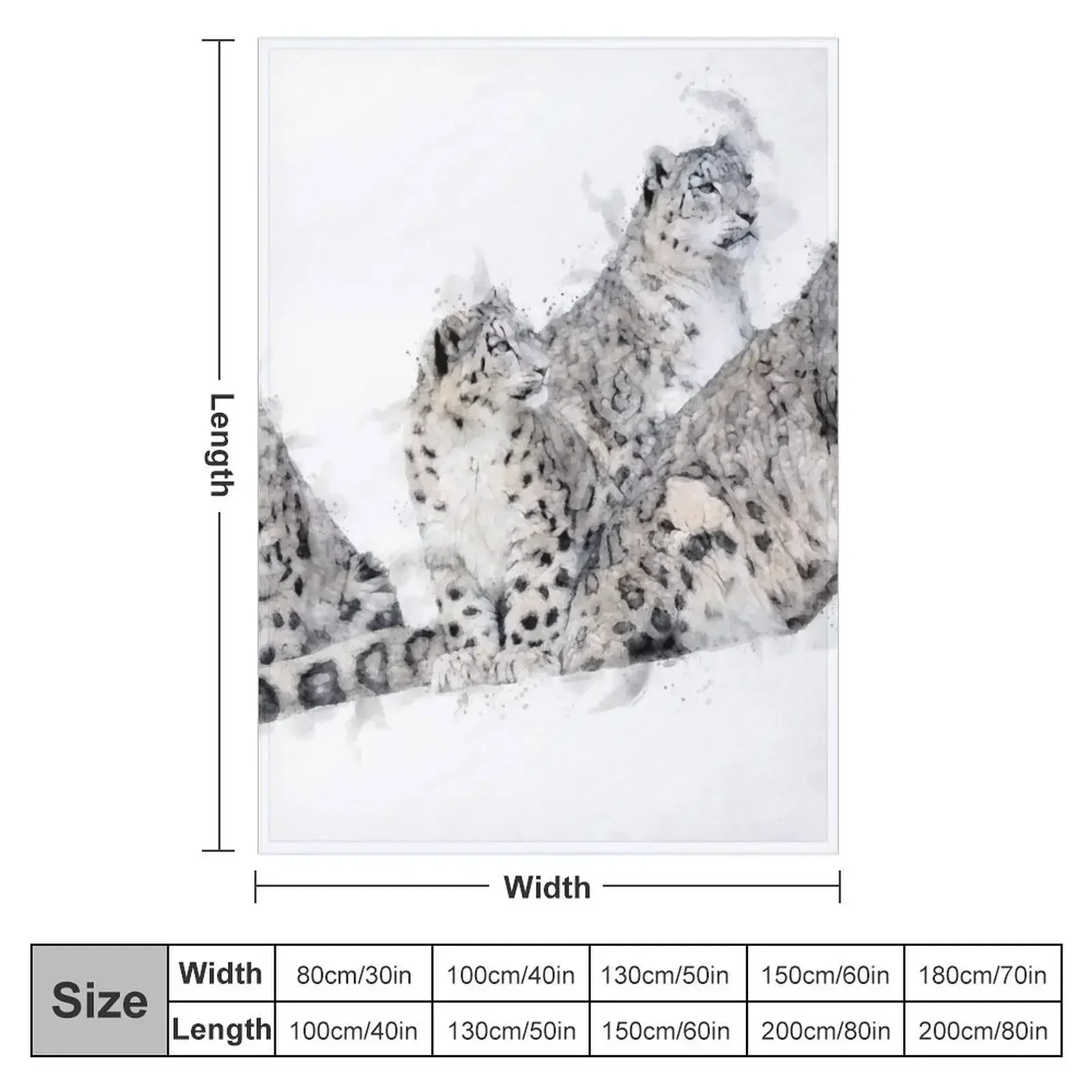 Snow leopard Watercolour Artwork Throw Blanket Bed Decorative Throw Furrys Sofa Quilt Loose Thermal Blankets