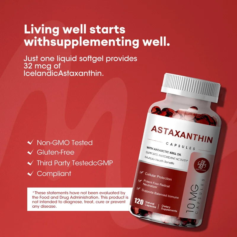 iMATCHME Haematococcus Pluvialis, Astaxanthin Capsules, Omega 3 Complex, Brain and Heart Health EPA and DHA Healthy Food