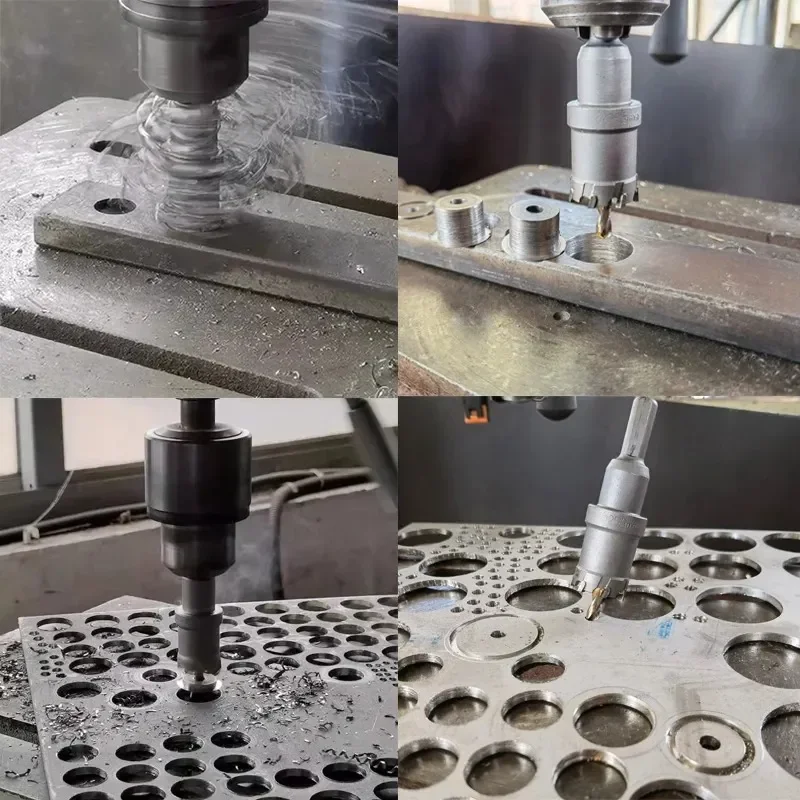 for 8-Piece Alloy Hole Opener Set Aluminum Iron Wood Plate Punching Tool Titanium-Plated Removable Center Drill Bit
