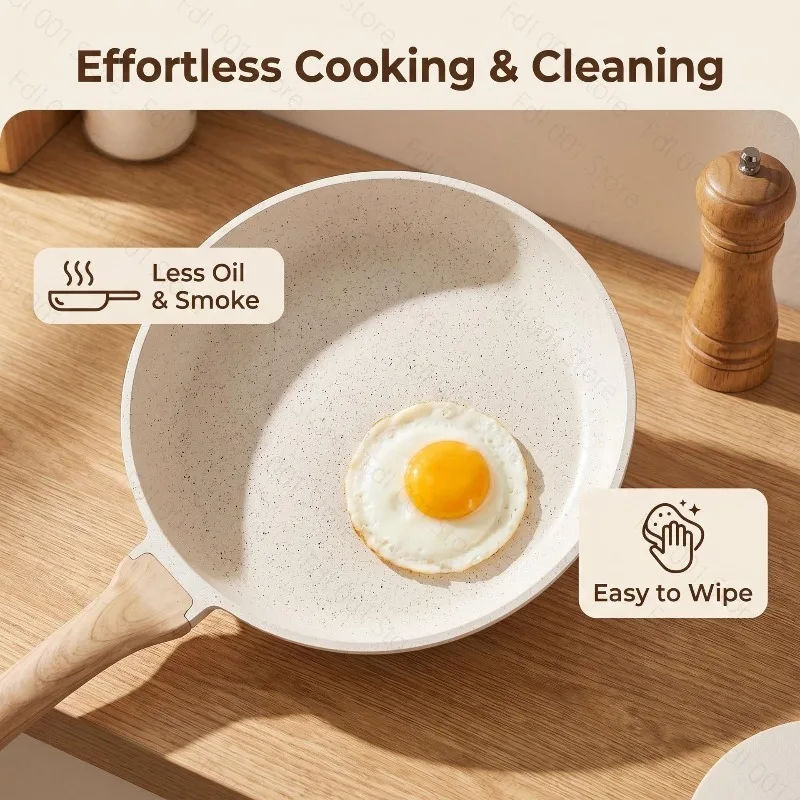 Nonstick Write Granite Cookware Set with Induction Bottom - Home Cooking Pans Pots Hot Selling Kitchenware