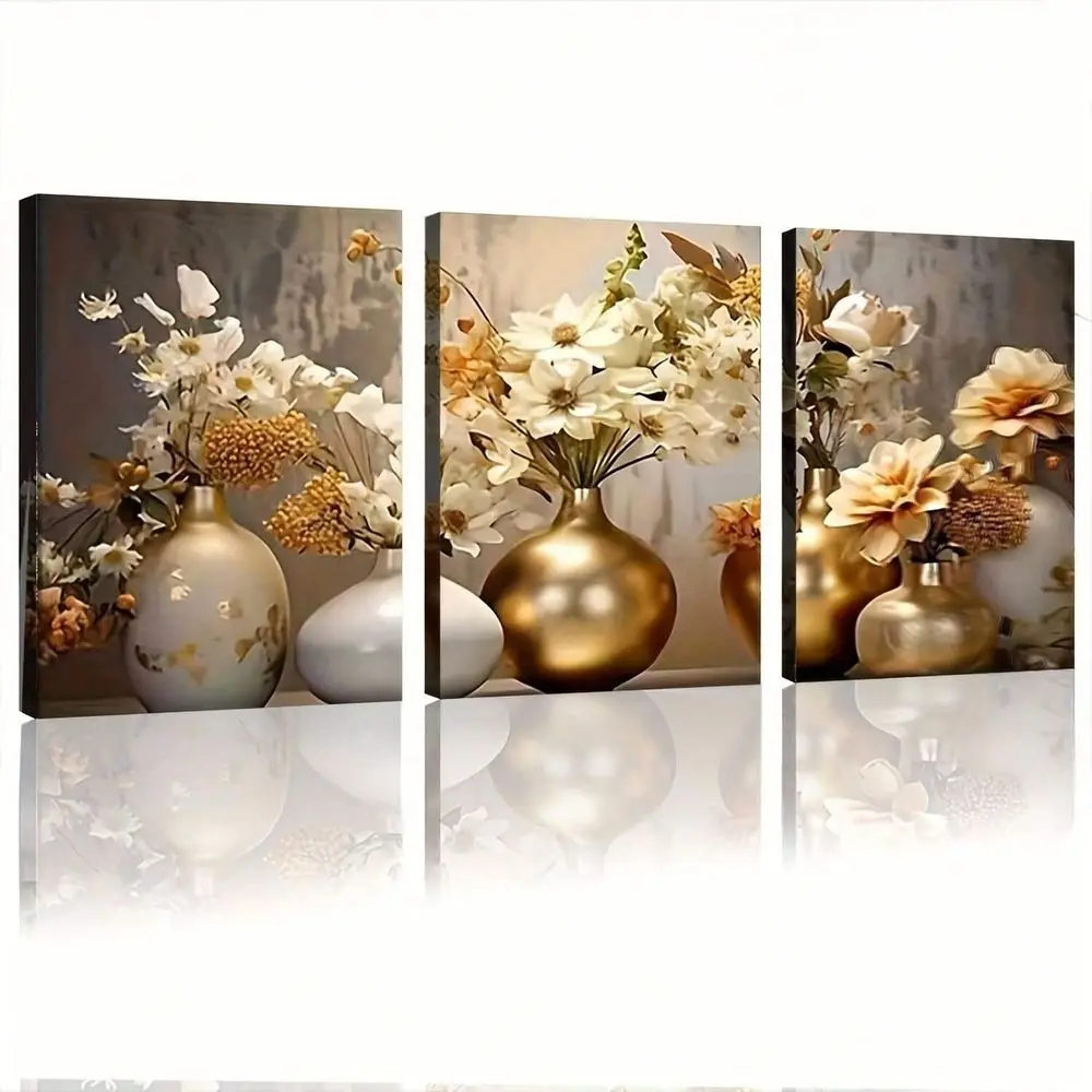 

Canvas, Abstract Vase Floral Art 3pcs Set Abstract Vase And Floral Art Canvas Wall Decor Modern Wood Framed Paintings For Livin
