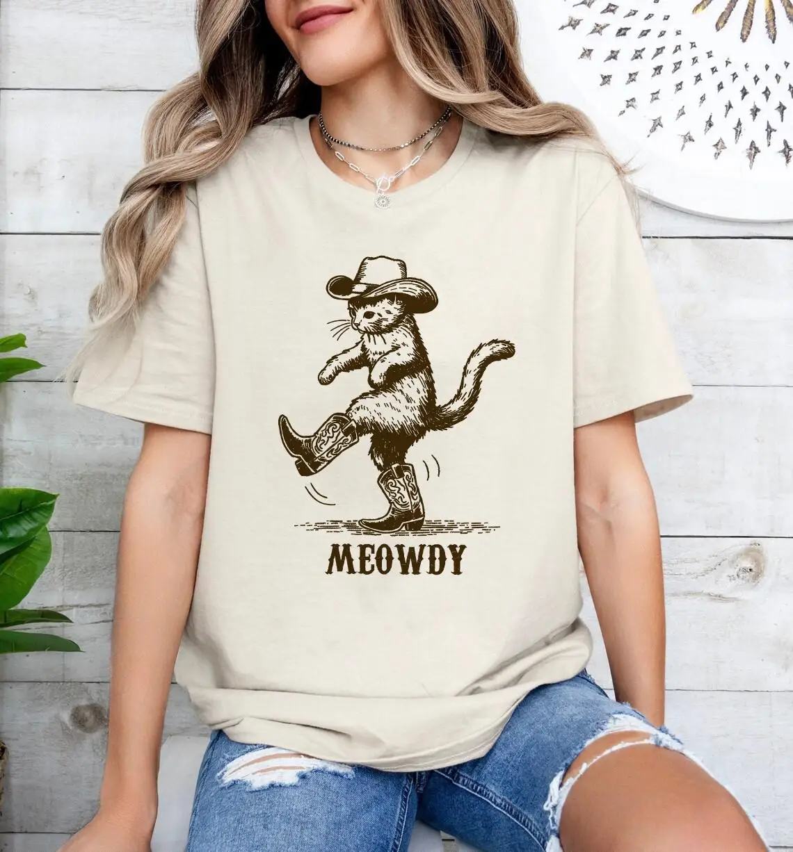 Meowdy Partner Cowboy CaT T Shirt Vintage Western Funny Kitten Cute Retro Lover Unique Country Style Novelty Design