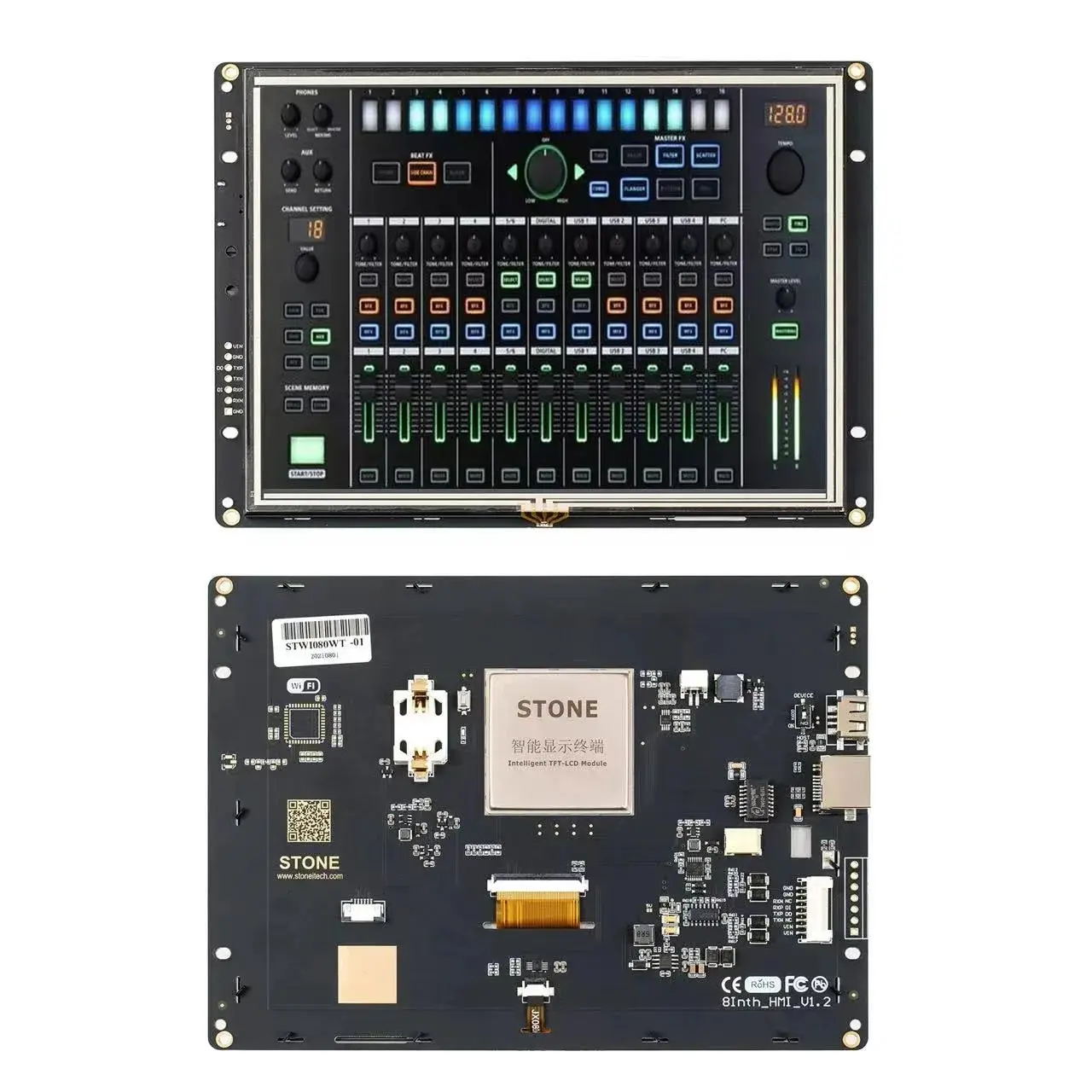 8 Inch HMI LCD Display RS232 TTL USB with Controller Board + GUI Program +Resistive Touchscreen for Industry