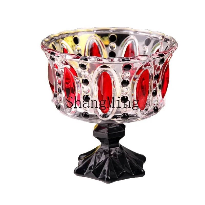 

CL Creative Tall Glass Fruit Plate Bar Restaurant Ice Cream Bowl Dessert Bowl Home Living Room Candy Dried Fruit Hopper