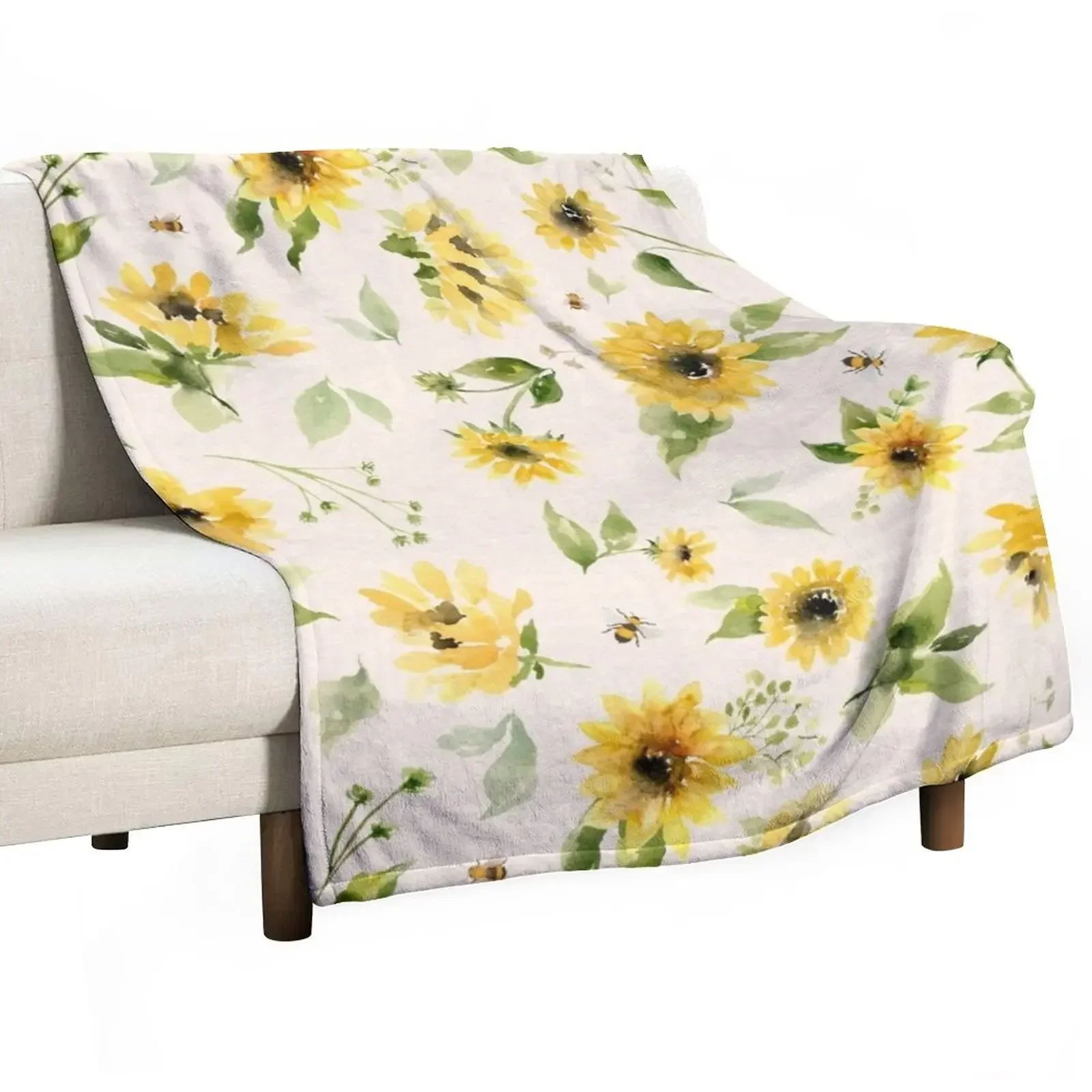 

Sunflowers and Bees Throw Blanket Vintage christmas gifts Blankets