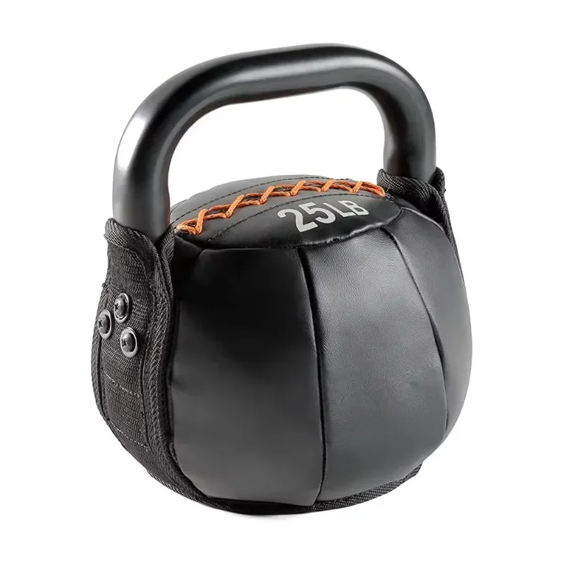 Weightlifting Core Training Leather Wrapped Soft Kettlebell With Non Slip Comfort Hand Grip