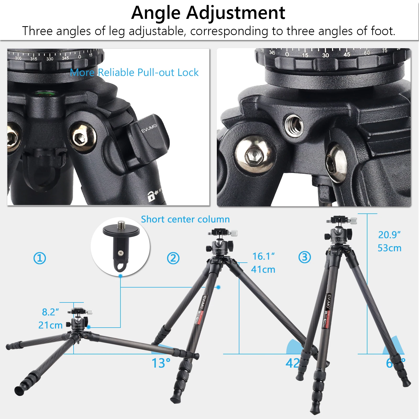 EVUMO Tripod for Camera Professional Carbon Fiber Lightweight Travel Flexible Monopod Load 15kg HT4C with 36mm Ball Head