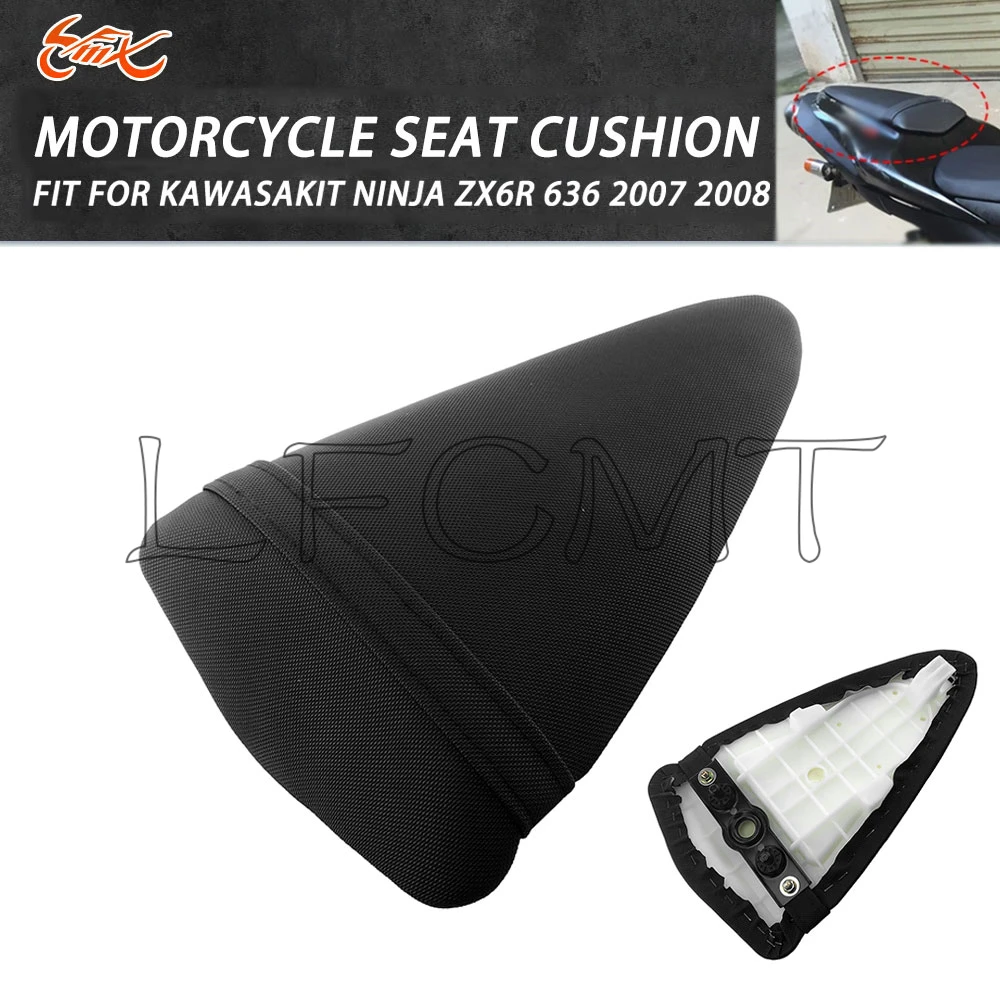 

Мотоциклетная черная кожаная подушка заднего пассажирского сиденья, подходит для Kawasaki Ninja ZX-6R ZX6R ZX600 2007 2008