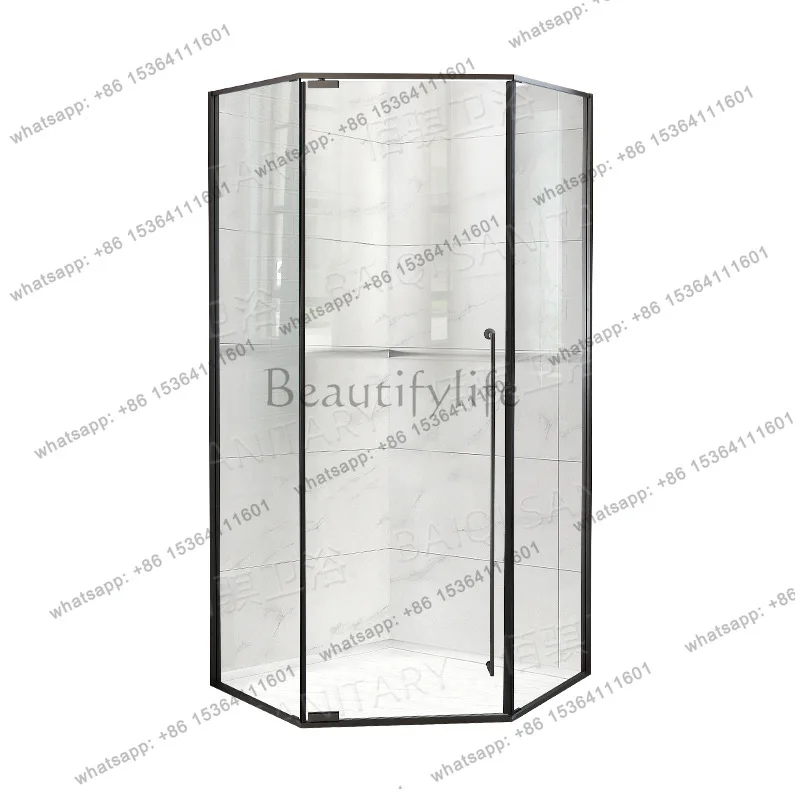 Minimal narrow side diamond shower room flat door bathroom dry and wet separation