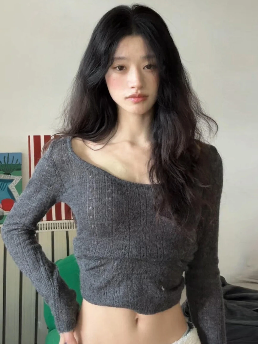 

ay Long Sve Knitted Sweater Women's ort Sle Inner Wear Base irt Casual Loose Fit Comfortable Medium Thin