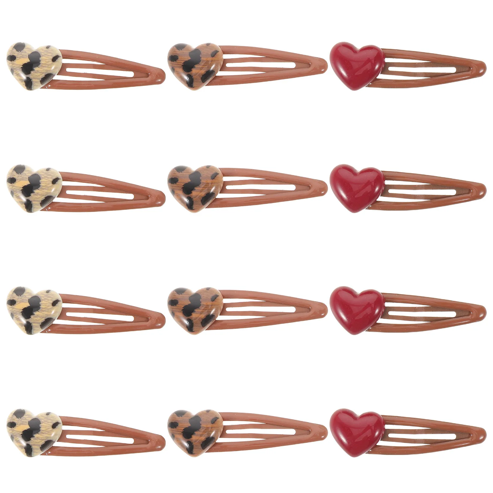 

Набор из 12 заколок-сердечек с леопардовым принтом в винтажном стиле для женщин и девочек, маленькие милые заколки для повседневной укладки и праздничных образов
