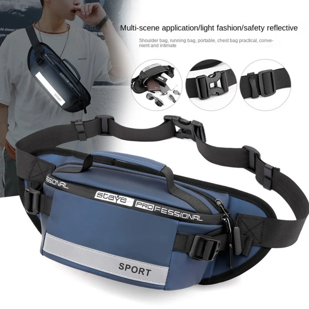 Fashion Nylon Men Chest Bag Multi-function Large Capacity Men Running Waist Bag Lightweight Wear-resistant Fanny Pack Sports