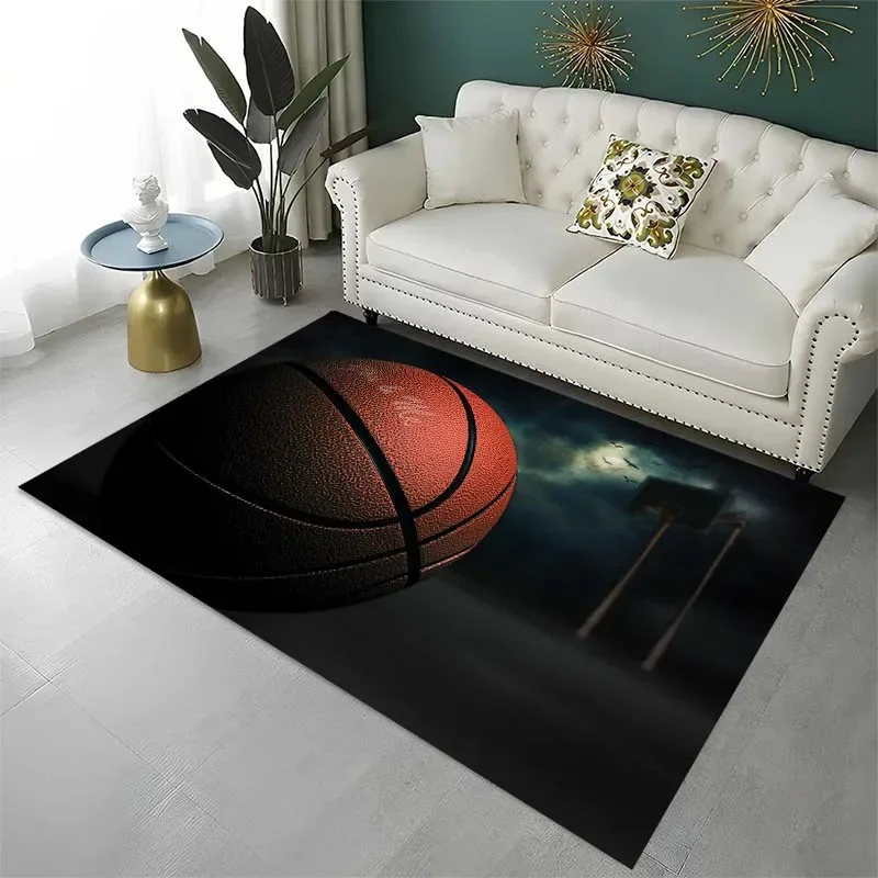 

3D printed ball court pattern carpet living room decorative sports carpet sofa area decorative bathroom balcony non-slip doormat