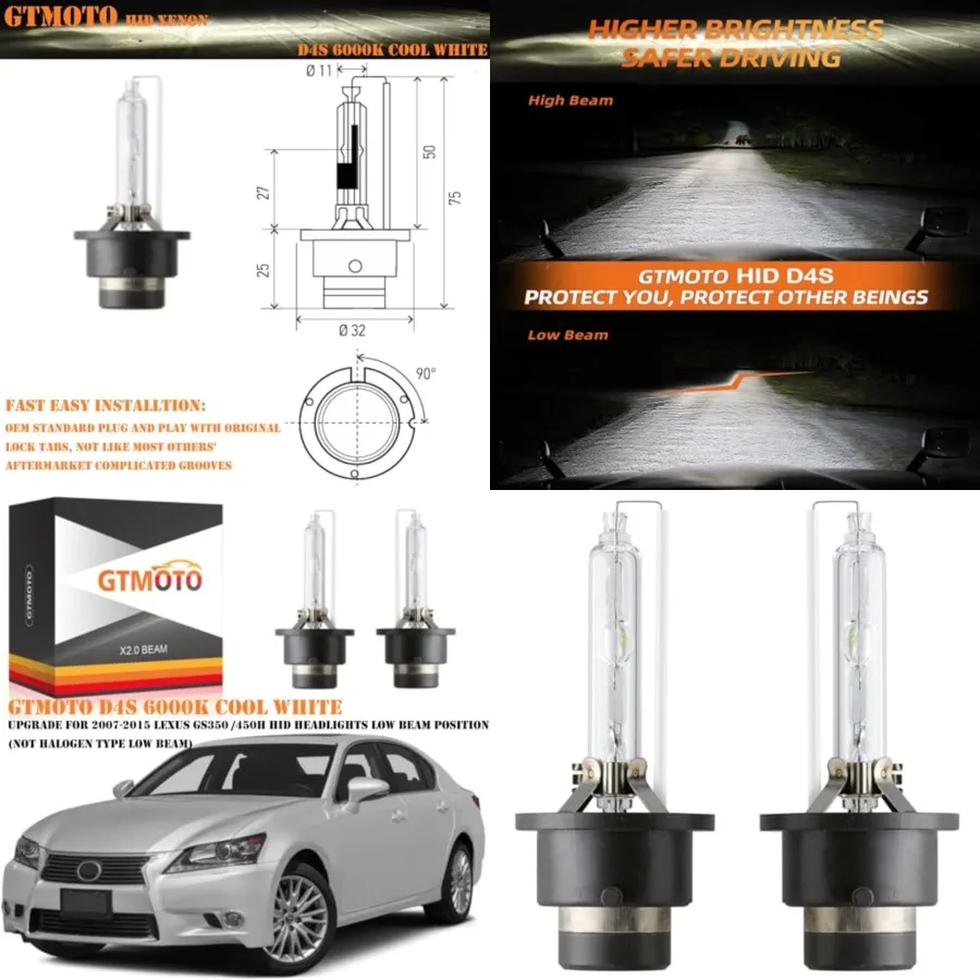 for 2007 2008 2009 2010 2011 2012 2013 2014 2015 Lexus ES350 ES 350 Headlight Low Beam with D4S Xenon HID Bulb Only, GS 350 GS3