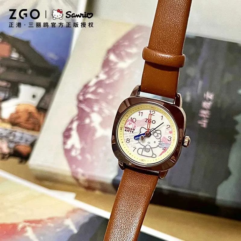 Sanrio Original Zgo Joint Hellokitty Watches Kawaii Waterproof Cute Sports Quartz Vintage Belt Watch For Girl Birthday Gifts