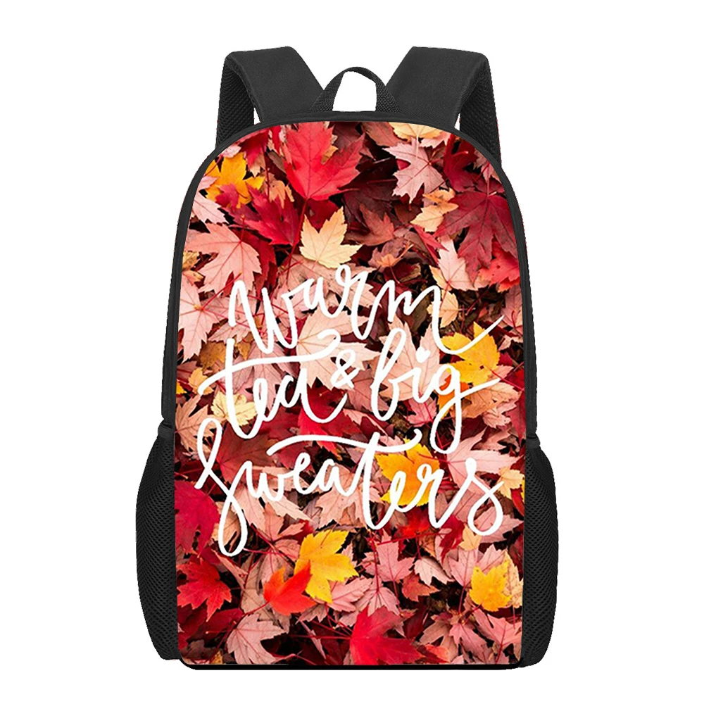 Autumn leaves fall fox cute cartoon 3D Print School Bag Set for Teenager Girls Primary Kids Backpack Book Bags Children Bookbag