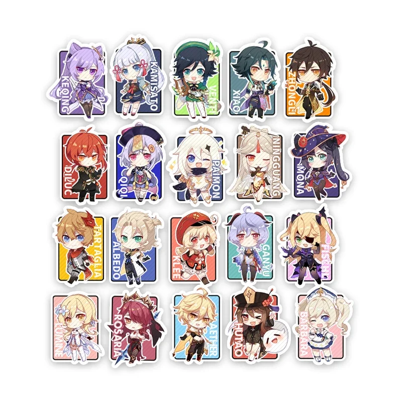 

Anime Genshin Impact Tartaglia Zhongli Xiao Raiden Shogun Venti Albedo Cosplay Flash sticker Paster Luggage Decoration