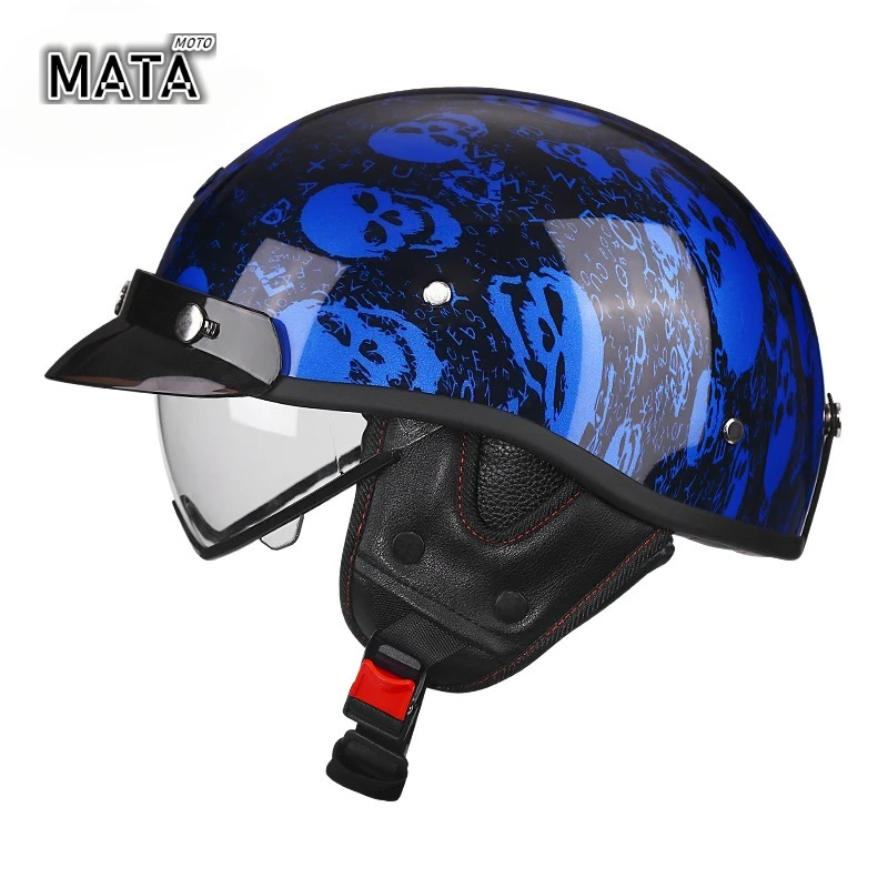 レトロオートバイハーフヘルメット四季対応ハーレーモトヘルメットオープンフェイスバイククラッシュヘルメットカスコ安全キャップ