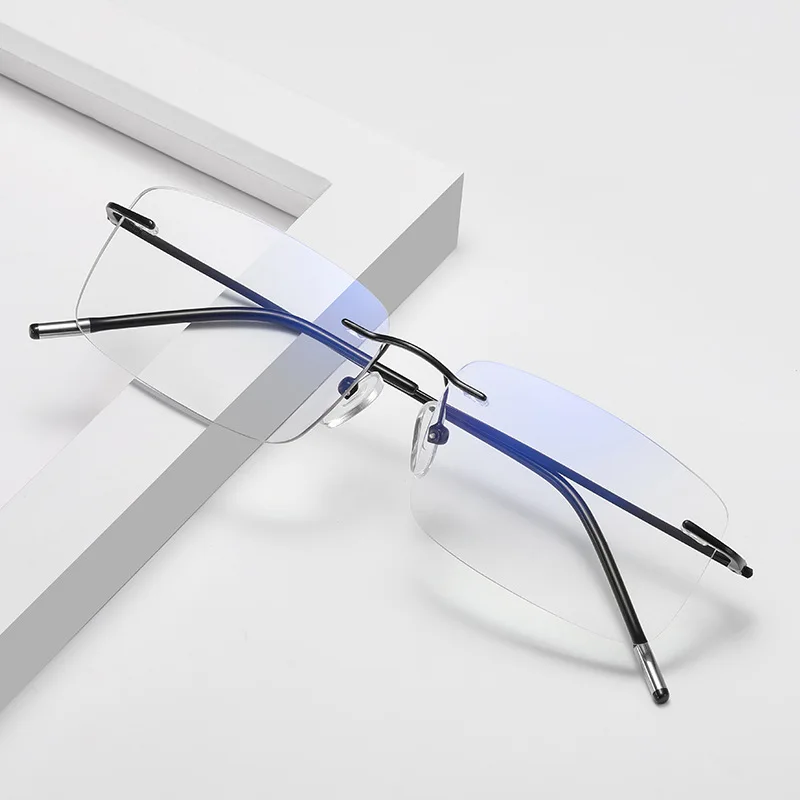 Ultra Licht Tr90 Randlose Progressive Multifokale Lesebrille Männer Titan Rahmen Anti Blau Licht Presbyopie Brillen 1,5 – Detail 3