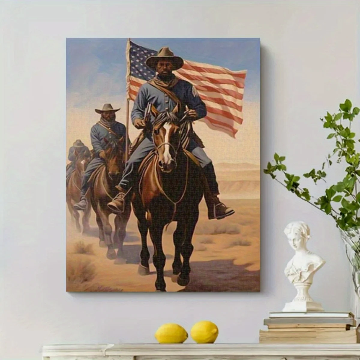 Puzzle da 1.000 pezzi di soldato afroamericano vintage a cavallo: gioco fai da te impegnativo per adulti e famiglie, migliora l'occhio della mano