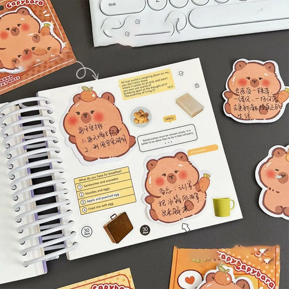 30 Sheets/Pack Mini Ins Capybara Special-shaped Sticky Note Cute Sticky N Times Posted Creative Cartoon Memo Pad Message