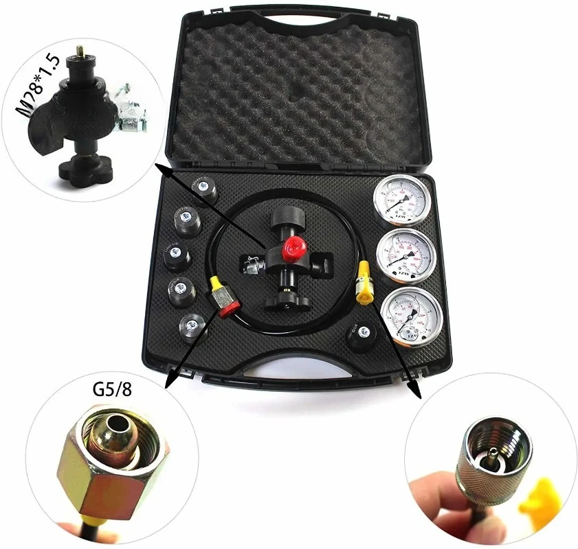 Hydraulic Gauge Test Kit Hydraulic Nitrogen Accumulator Charging System Gauge