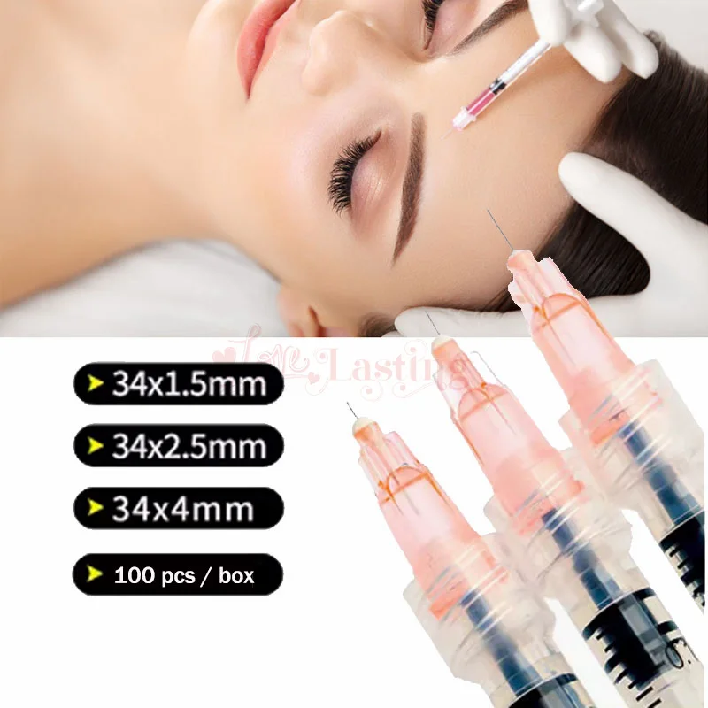 100pcs 34G 1.5mm 4mm Painless small needle painless beauty ultrafine 30G 18G 25G 32G 34G syringes Korean Needles Eyelid Tools