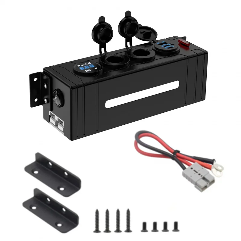 RV Modification USB Car Charger With Anderson Cable Voltmeter Cigarette Lighter Control Box