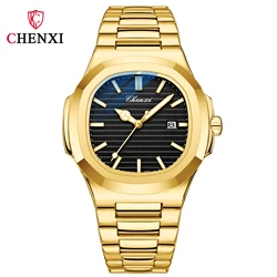 Watches For Men Luxury CHENXI Brand Waterproof Calendar Luminous Watch Man Gold Stainless Steel Quartz Wristwatch Male Clock