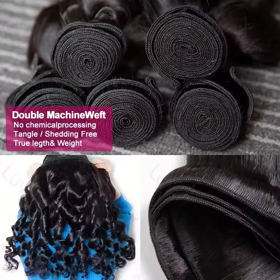 Cabelo Humano Brasileiro Cru Ondulado Solto 3 ou 4 Pacotes 28 30 Polegadas Extensão de Cabelo Virgem Remy para Mulheres para Costurar em Trama Rápida