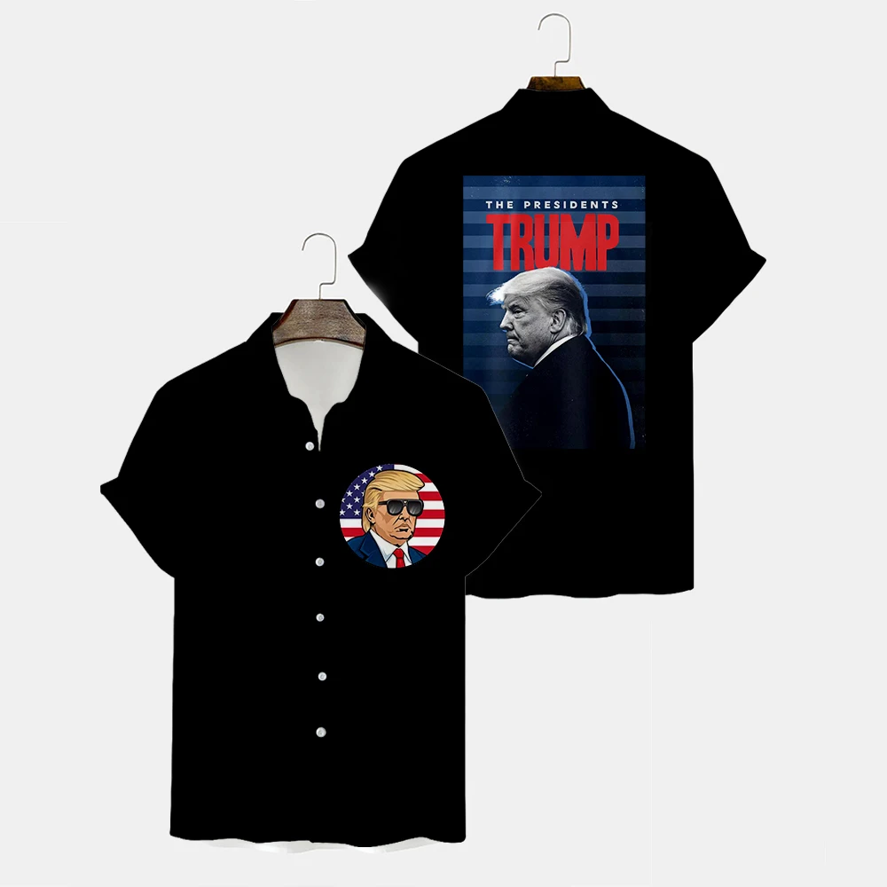 Jummest Trump Shirt Short Sleeved Hawaiian Shirt Donald Trump Supporters 2024 Aloha Shirt Tropical Men's Top, Color Customizatio