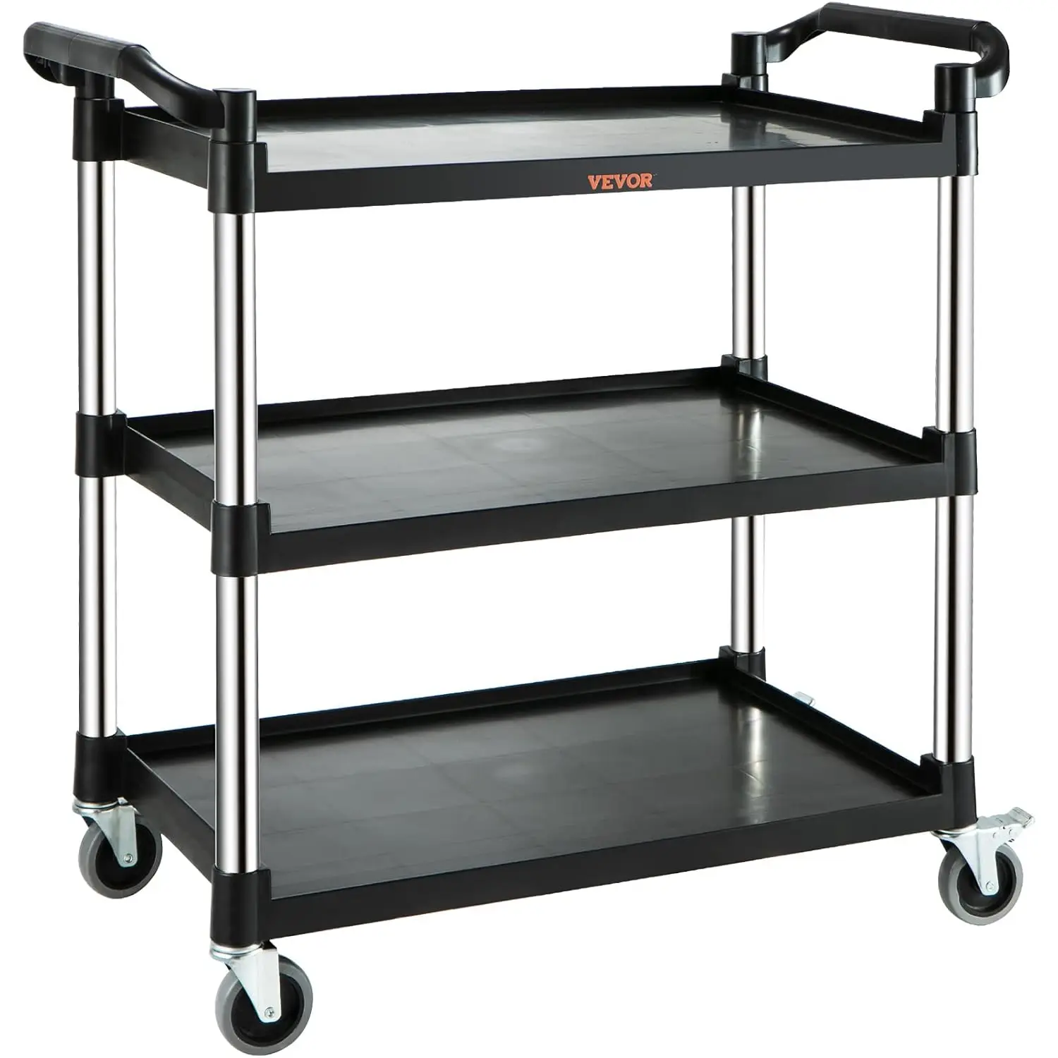 

Utility Service Cart, 3 Shelf Heavy Duty Food Service Cart, Rolling Utility Cart with Lockable Wheels, 40" x 19.3"