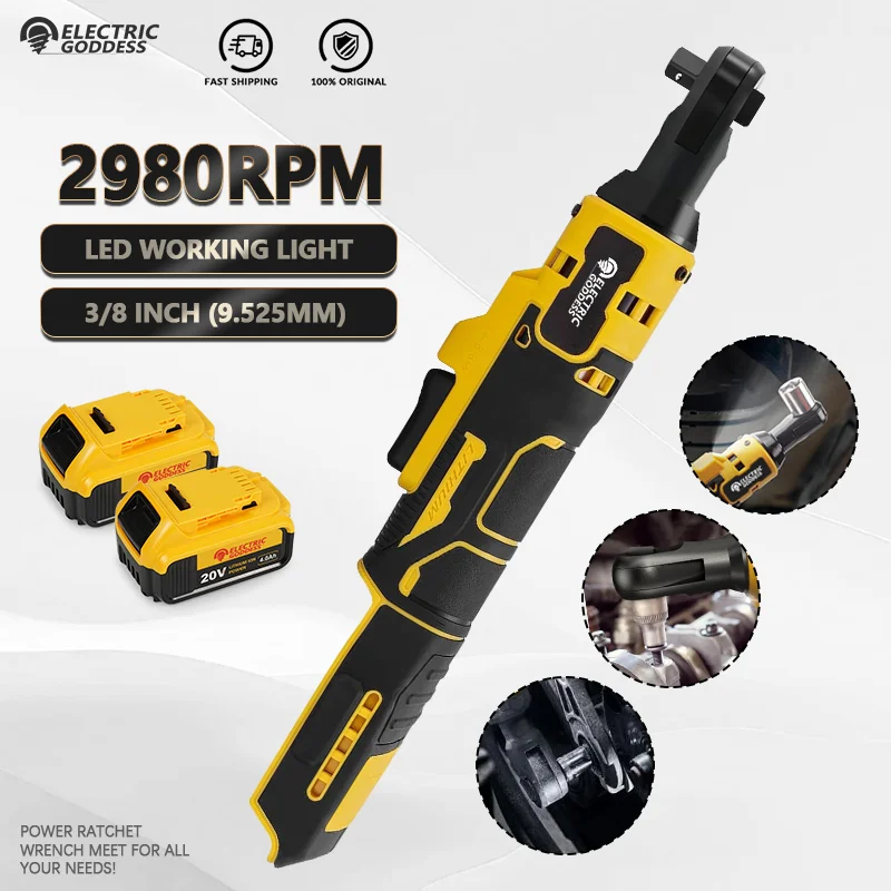 Electric Goddess Electric Ratchet Wrench Tool 3/8' Multi-Function Auto Repair Power Tool Home Handheld Wrench for Dewalt Battery