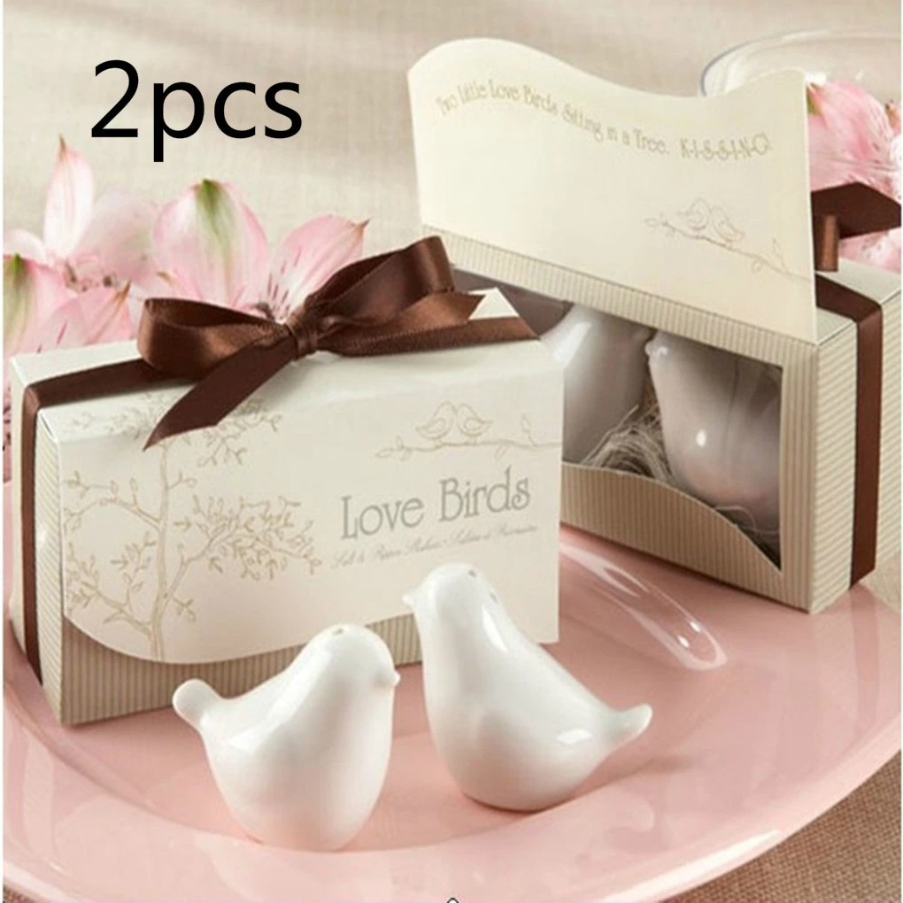 2Pcs/Set Love Bird Salt & Pepper Shaker Wedding Favors and Gifts for Guests Souvenirs Decoration Event & Party Kitchen Supplies