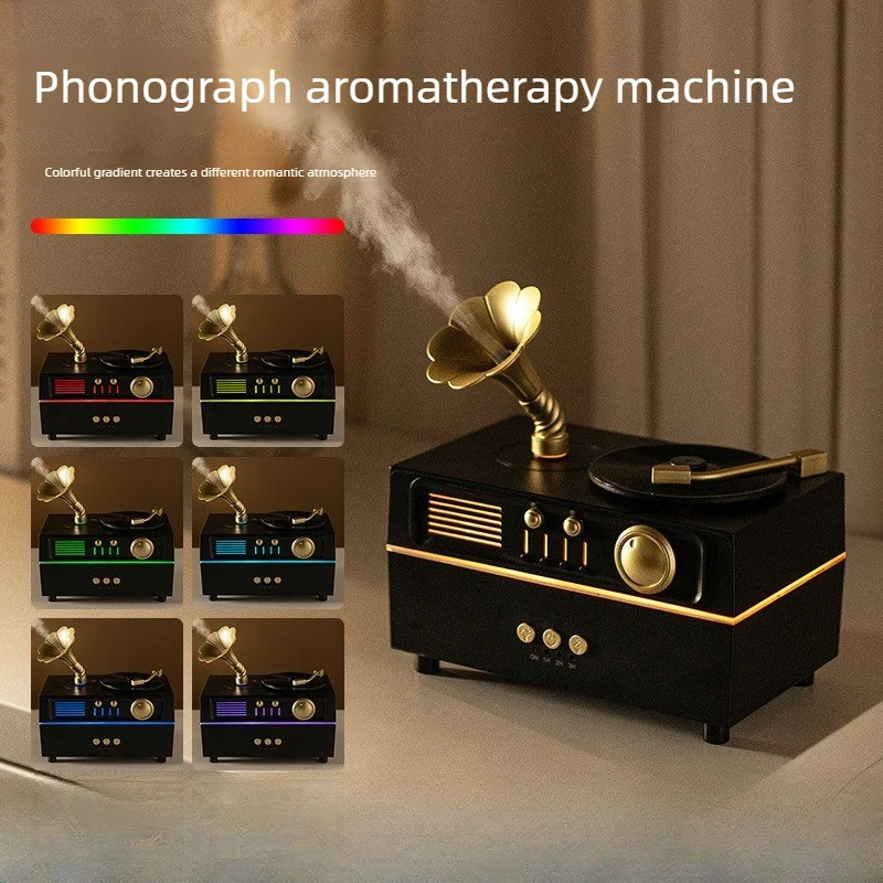 

Аппарат для ароматерапии, ретро, роторный фонограф, Bluetooth, аудио, креативный орнамент, красочный окружающий свет, увлажнитель воздуха, USB-разъем