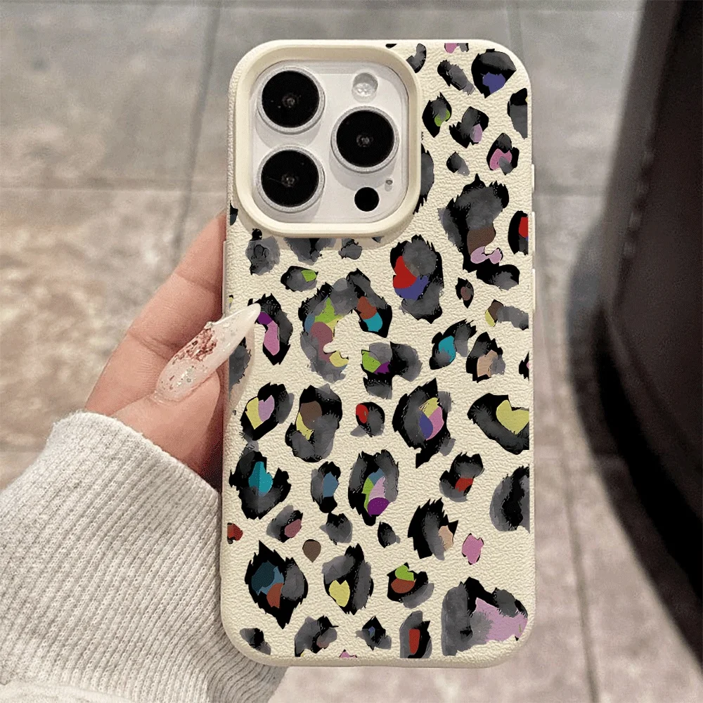 Regenbogen-Leopardenmuster Handyhülle für iPhone 17 16 15 14 13 12 Pro Max 16 15 14 Plus 17 16 15 14 Pro 17Air Silikon Matte Hülle – Detail 2