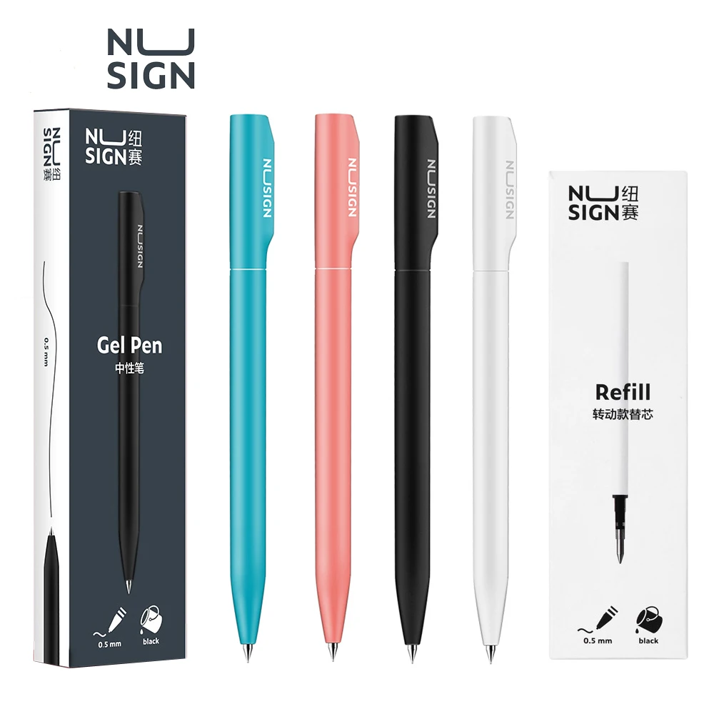 Deli Nusign Gel Pen 0.5MM Black Ink Rotary Signing Stylo Writing Stationery caneta Smoothly Writing For School Office Supplies