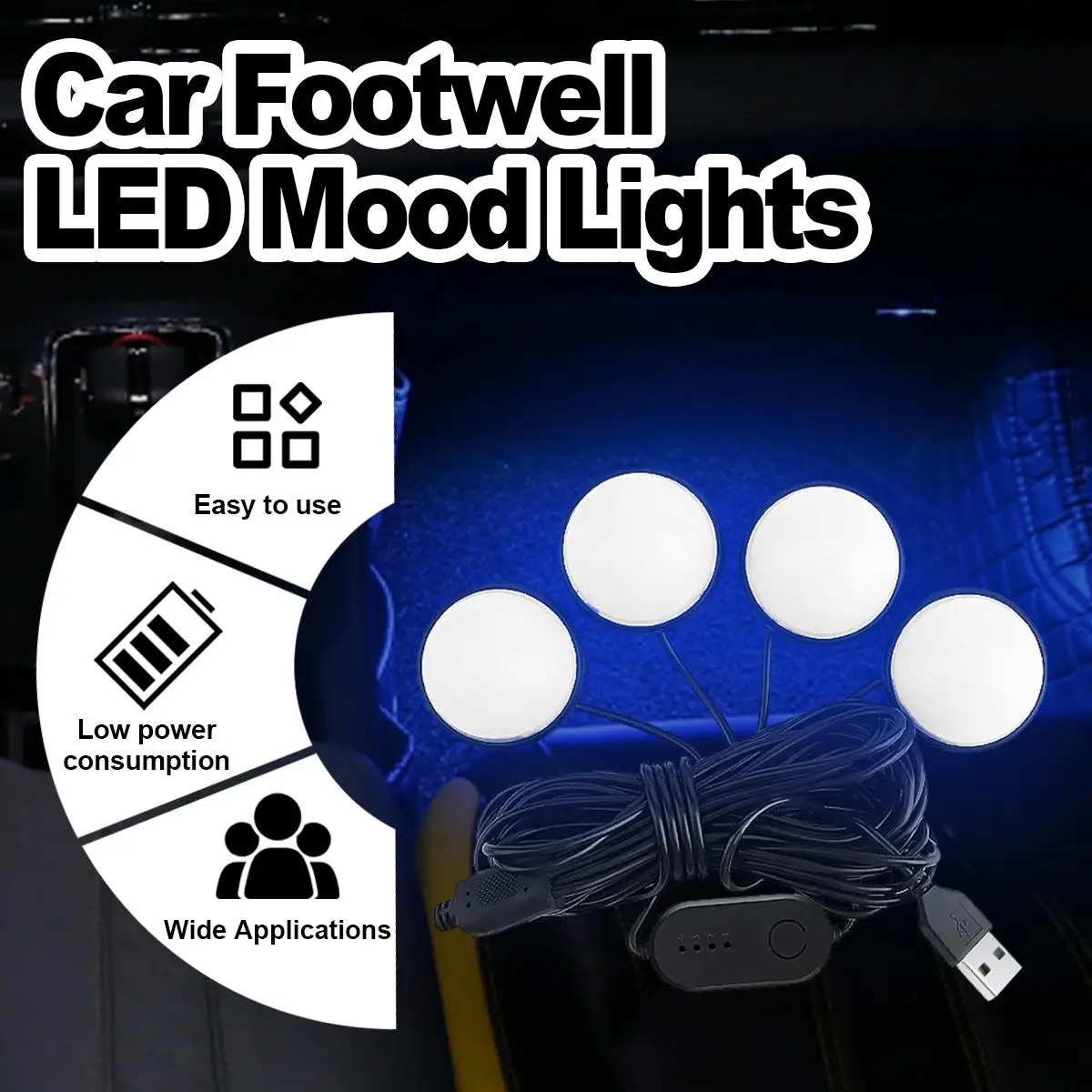 

Colorful Usb Led Car Foot Ambient Light Accessories Decorative Lighting Kit Lamp Atmosphere Backlight Interior Night Lights Mood