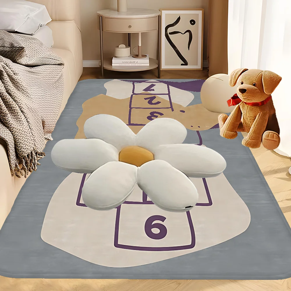 Cartoon Cute Kids Crawling Jumping Plaid Play Bathroom Mat Anti-slip Absorb Water Long Strip Cushion Bedroon Mat Welcome Doormat