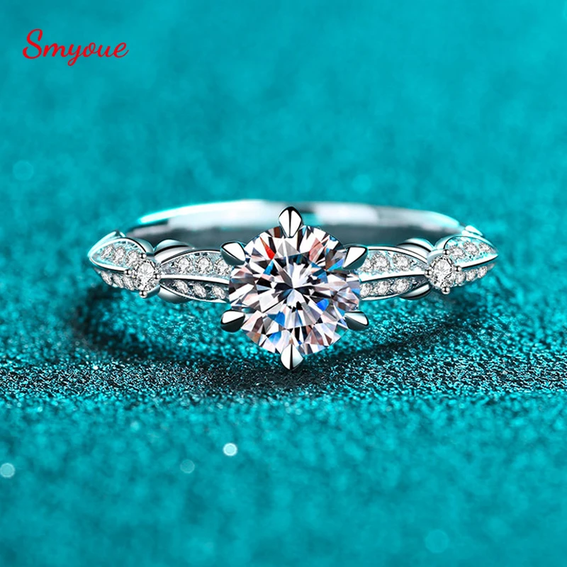 

Smyoue 18k Plated 1ct Moissanite Engagement Ring for Women Certified 100% S925 Sterling Silver Wedding Band Jewelry Wholesale