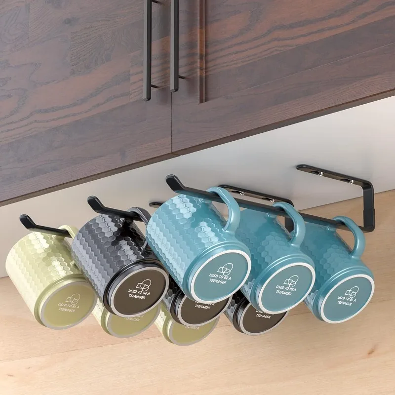

Cabinet Door Cup Hooks Hidden Multi-Purpose Hangers for Mugs/Bags, Space Savings Closet & Kitchen Organizer Bathroom Accessories