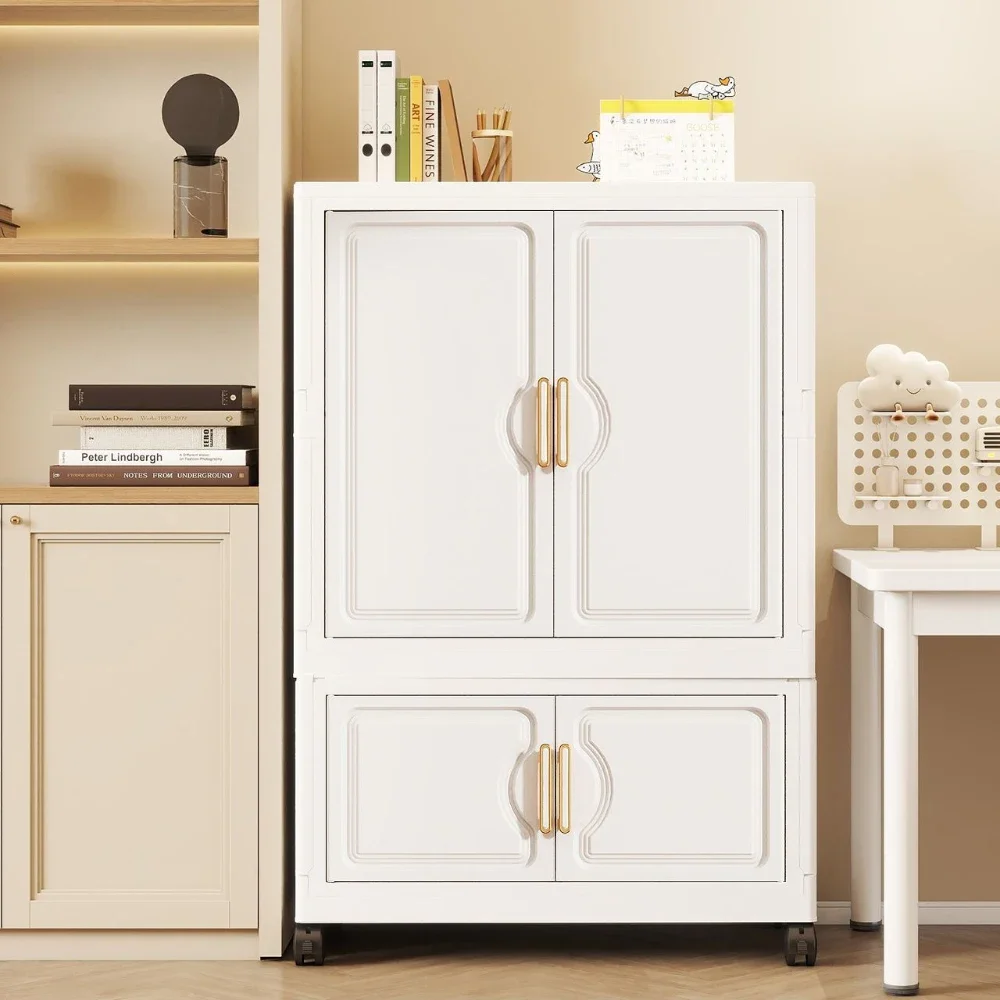 Folding Cabinet, Installation-Free Storage Box, Household Clothes, Quilts, Toys, Snacks Container Bins Organizer  Cabinet JJ534