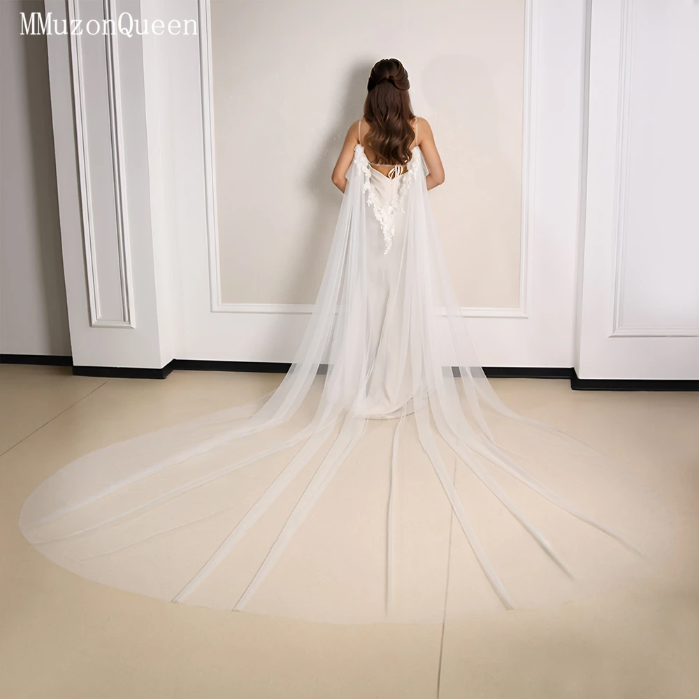 MMQ nuevo blanco capa nupcial 3d bordado Floral decorado gran salón accesorios de boda vestidos de novia فساتmaveraMG64