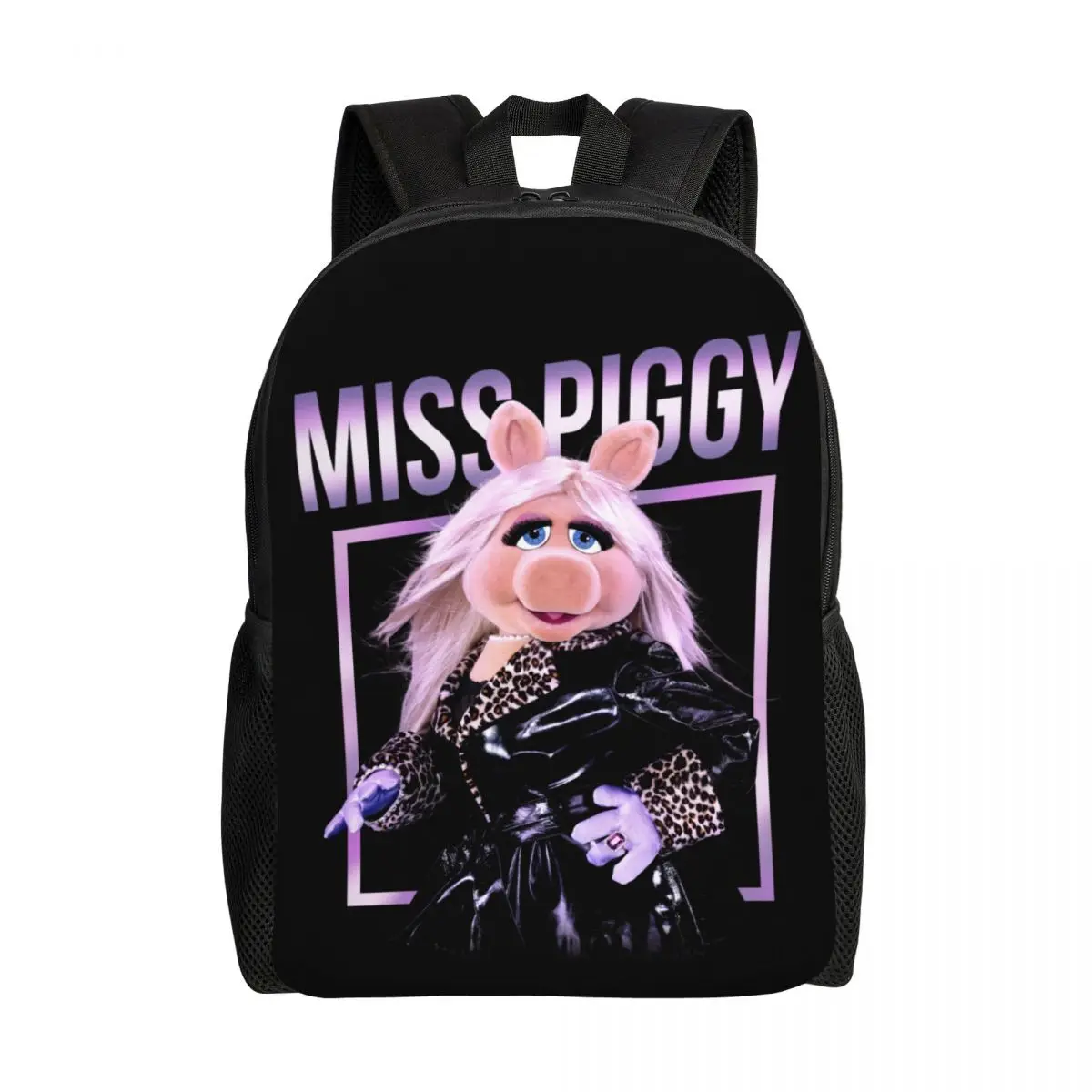 Custom Muppets Miss Piggy Glamourous Laptop Backpack Women Men Basic Bookbag for College School Students Anime Cartoon Bag