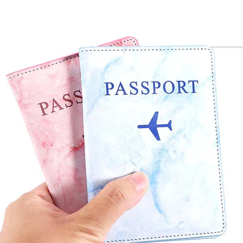 Funda de pasaporte de mármol a la moda para mujer, funda para pasaporte de viaje, billetera para pasaporte bonita de cuero rosa, monedero para chica, porta pasaporte