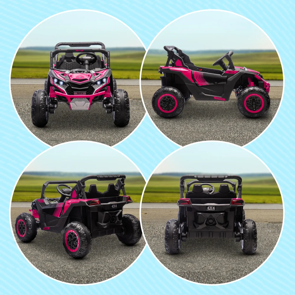 24V 7AH Ride on UTV, 2 Seater 4MPH Kids Electric Car Ride on Battery Powered Toy, Music Horn and LED Lights, for 3-8 Years old